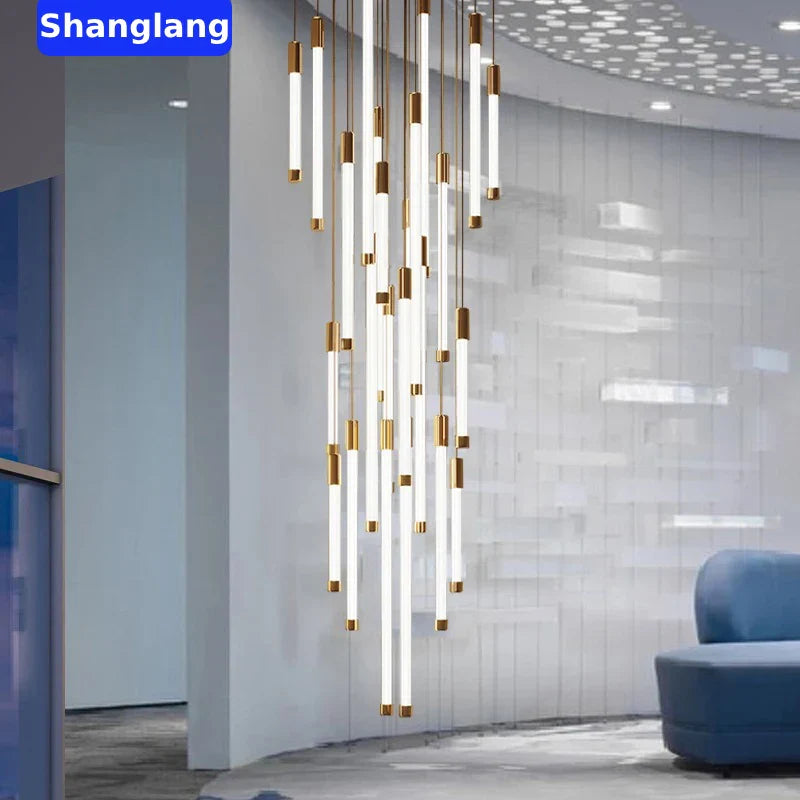 Afralia™ LED Chandeliers Modern Staircase Ceiling Pendant Lighting Luxury Living Room Decor