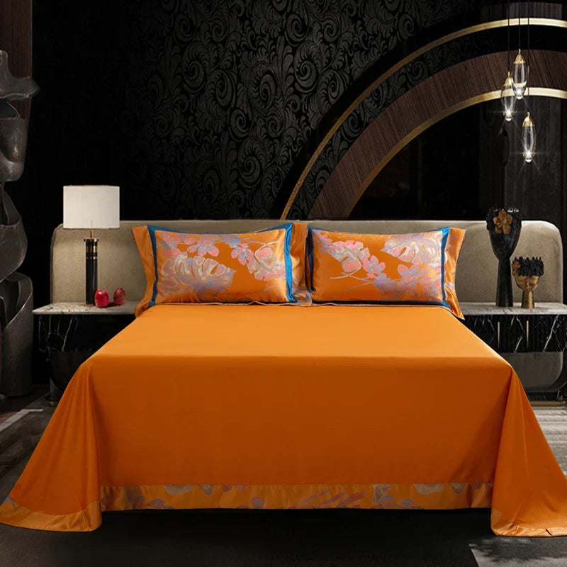 Afralia™ Egyptian Cotton Silk Jacquard Bedding Set for Queen King Size Linens