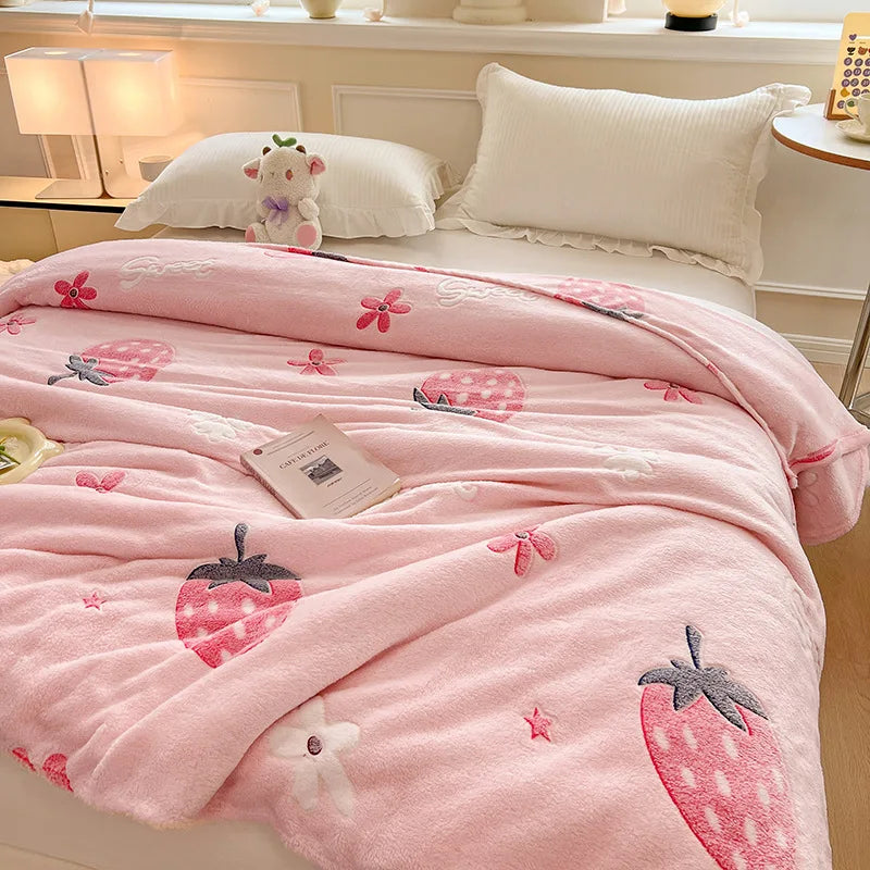 Afralia™ Colorful Flower Patterns Velvet Blanket for Student Bed – Light & Cozy Blanket