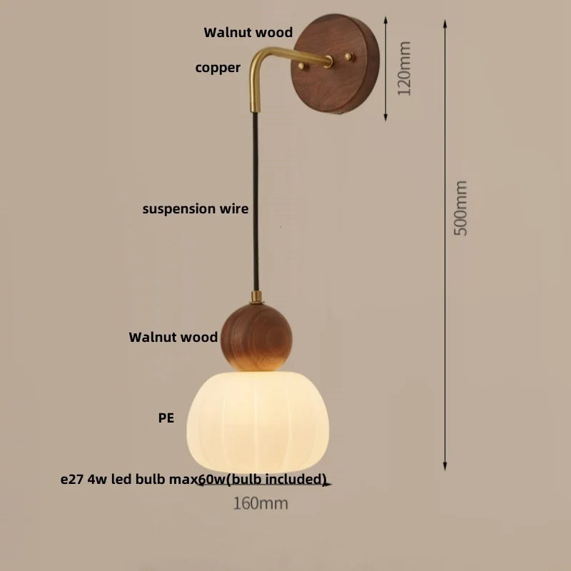 Afralia™ Walnut Wood LED Wall Sconce with Pull Chain Switch for Home Lighting