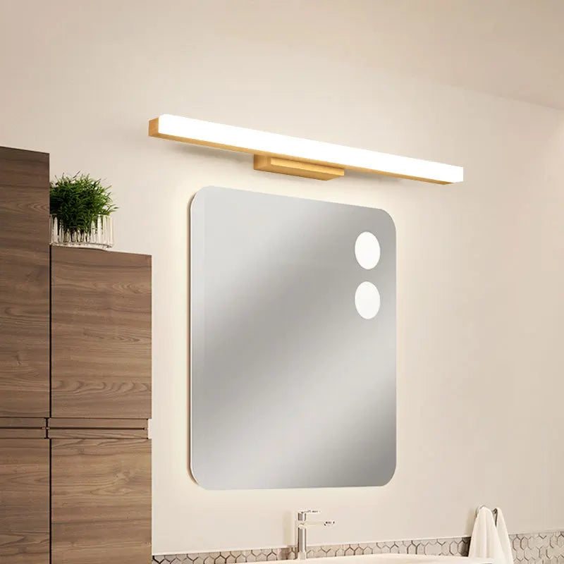 Afralia™ Modern Wooden Wall Lamp LED Mirror Light for Bedroom and Bathroom.