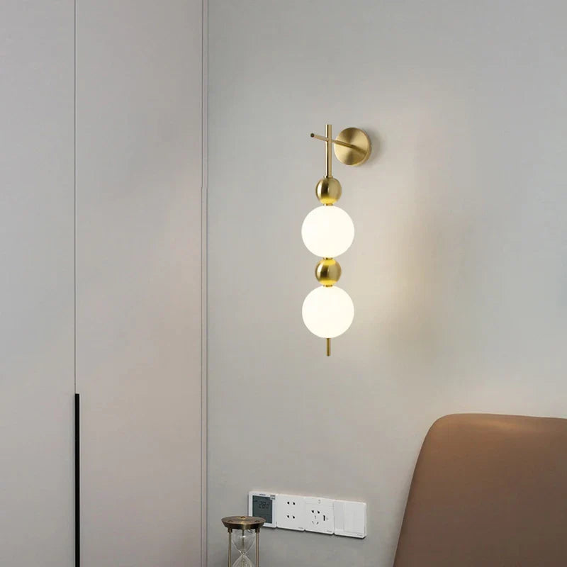 Afralia™ LED Wall Sconce White Acrylic Ball Gold Metal Bedroom Lighting