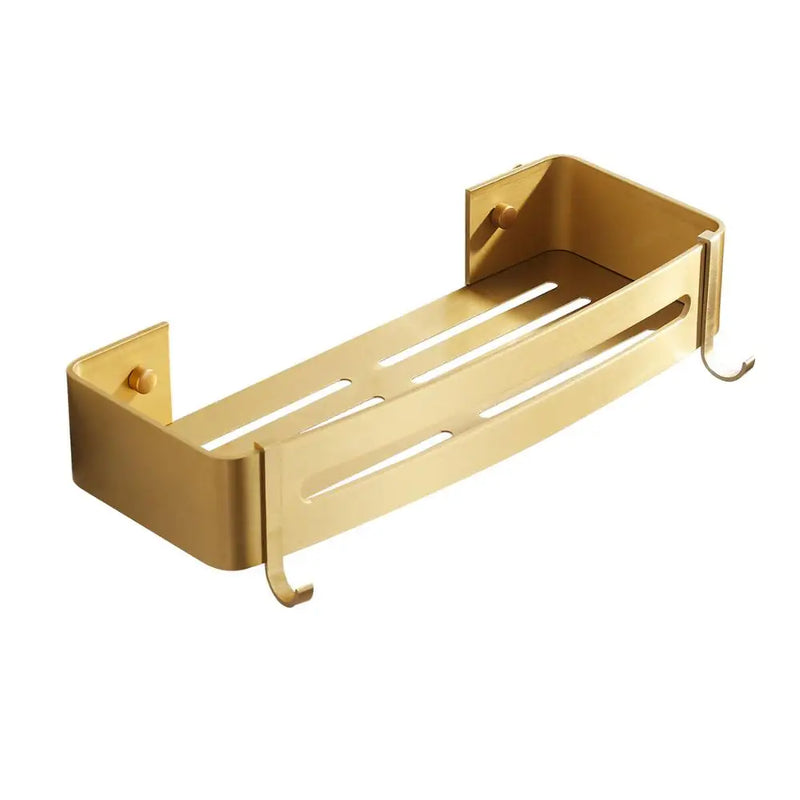 Afralia™ Brushed Gold Aluminum Corner Shower Shelf with Soap Dish