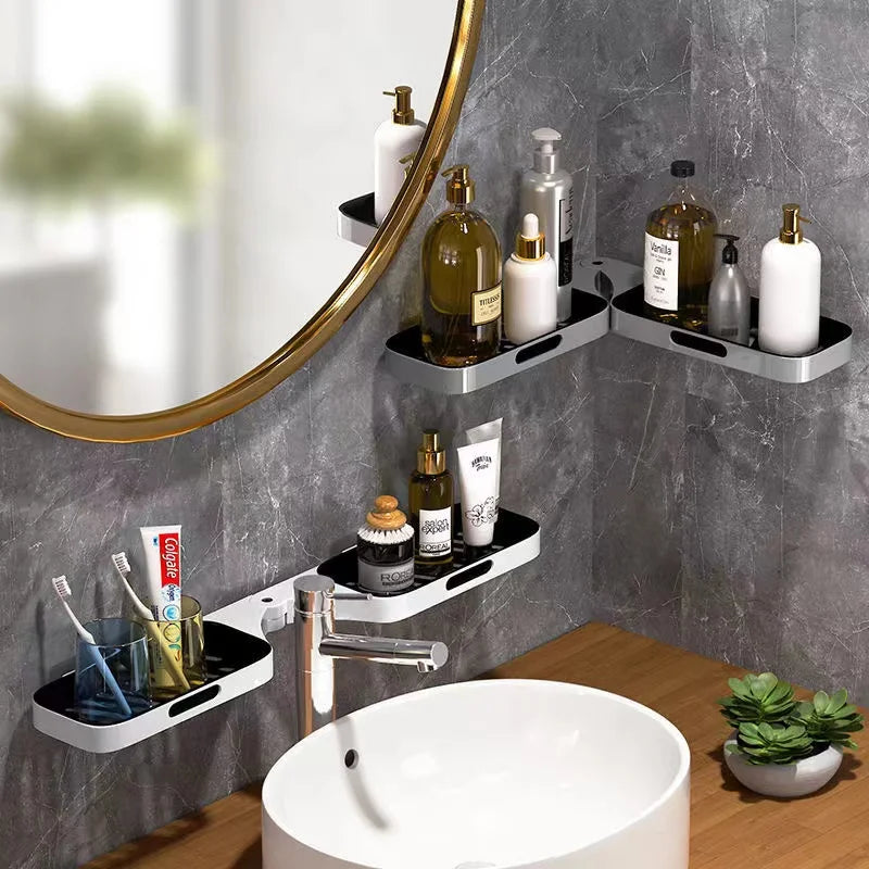 Afralia™ Rotating Bathroom Shelf - Corner Shower Rack and Makeup Organizer