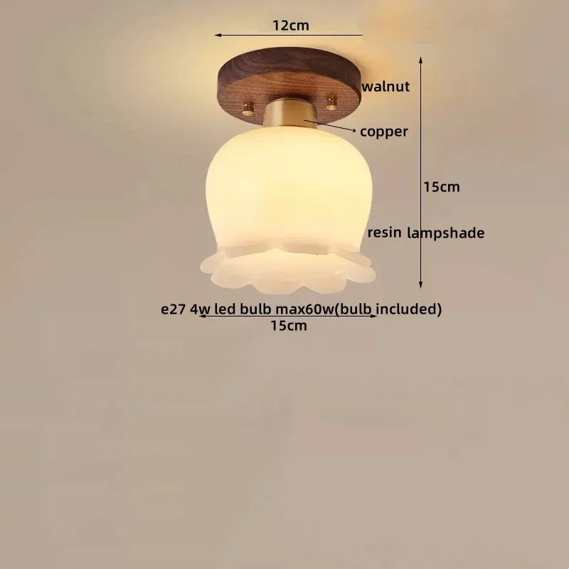 Afralia™ Walnut Copper LED Ceiling Light Modern Home Lighting Luminaria
