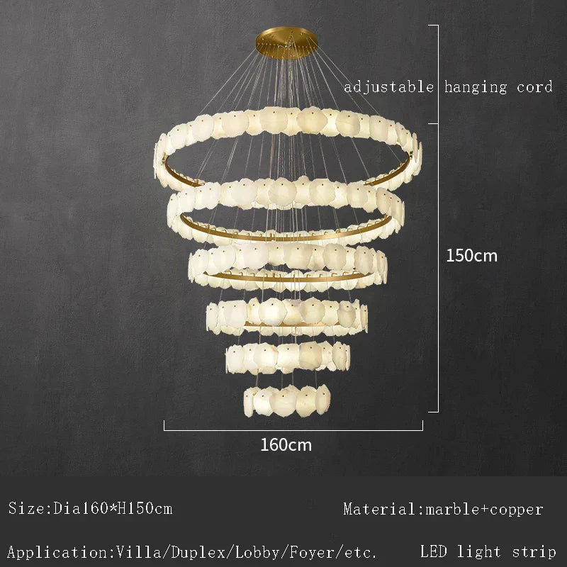 Afralia™ Spanish Marble Brass Chandelier: Luxury LED Lighting for Hotels & Villas
