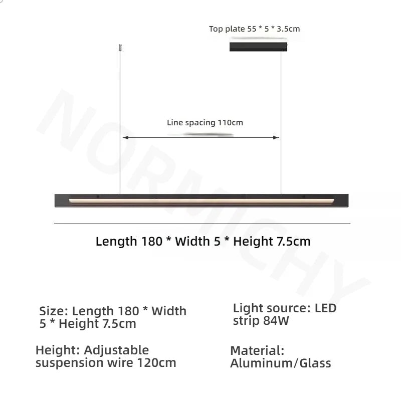 Afralia™ Glass Pendant Light Bar LED Linear Strip Modern Lighting