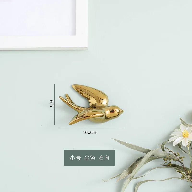 Afralia™ Golden Bird Swallow Sculpture Wall Decor Three-dimensional Handicrafts