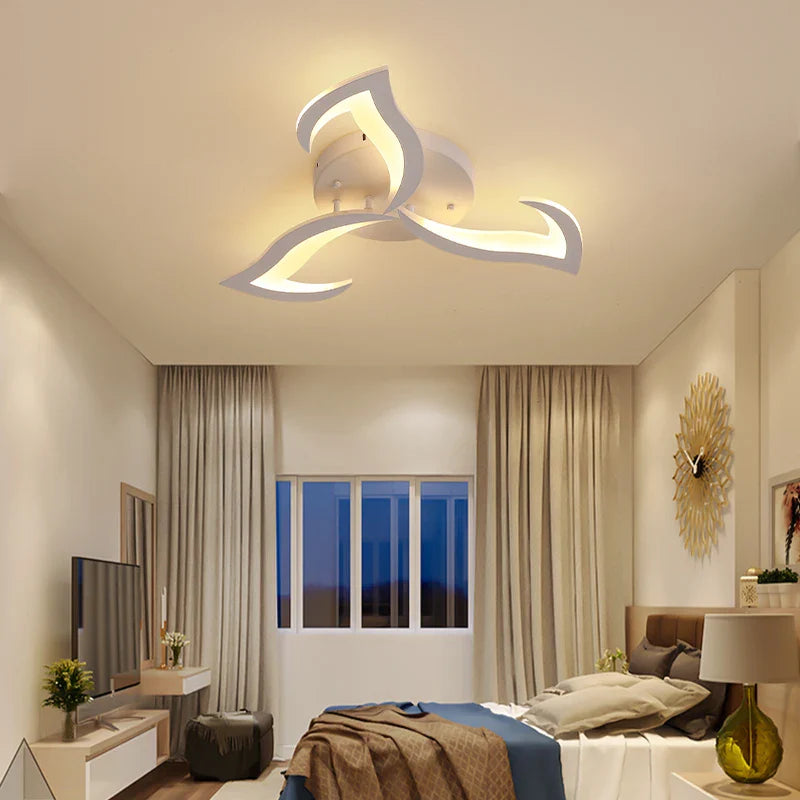 Afralia™ Modern White LED Flower Petal Ceiling Lamp for Living Room Bedroom Kitchen Nursery