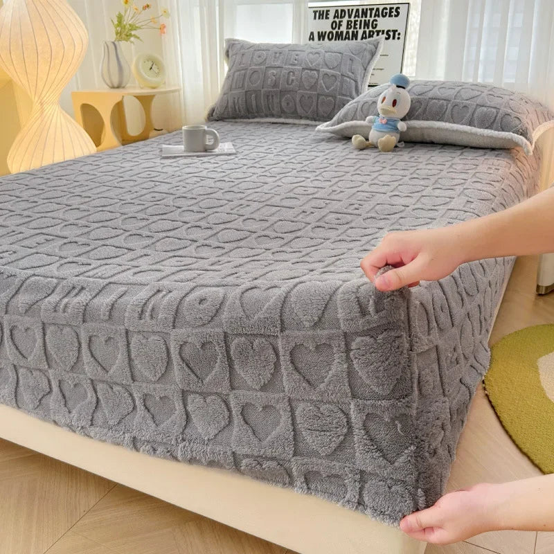 Afralia™ Milk Velvet Fitted Sheet: Soft Fleece Bed Cover for Cozy Winter Nights