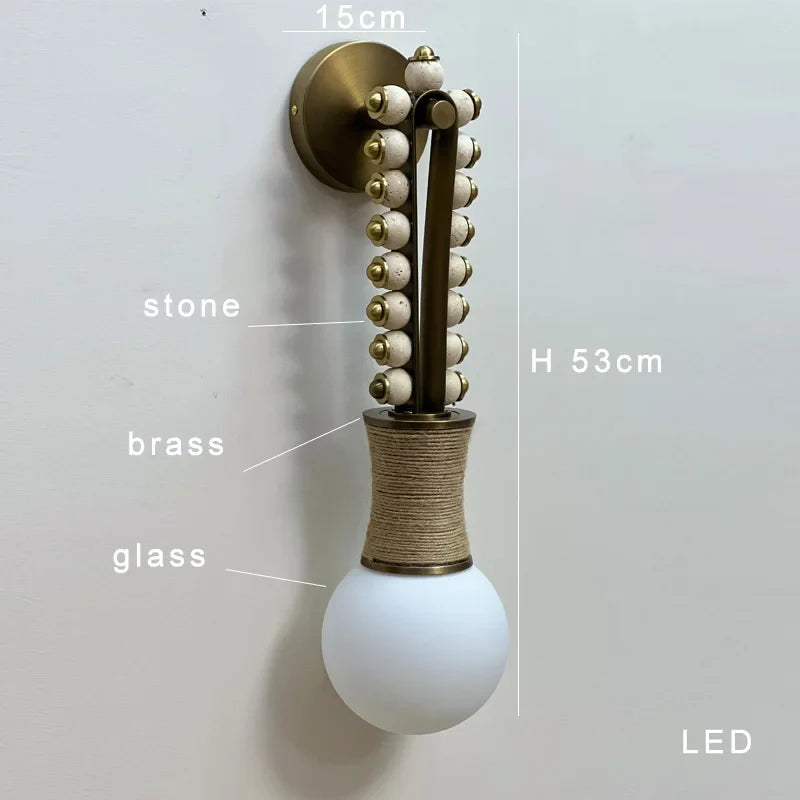 Afralia™ Classic Brass Marble Wall Sconce Bedside Light Luxe Background Décor