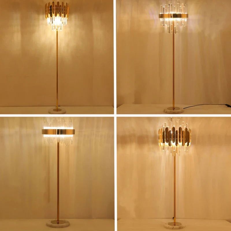 Afralia™ Crystal Gold Floor Lamp for Bedroom & Living Room - Modern Luxury LED Light