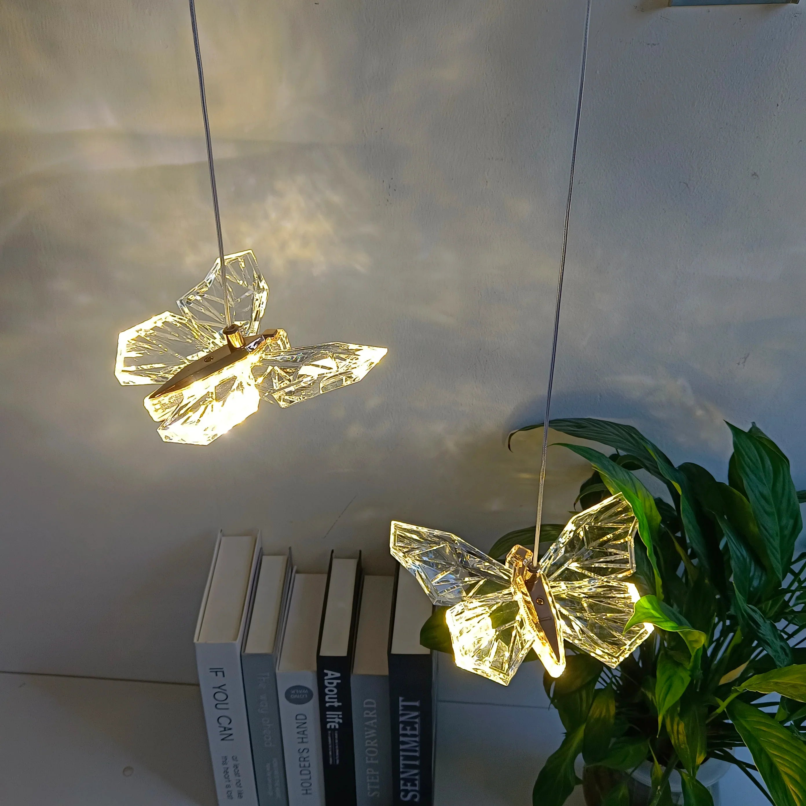 Afralia™ Crystal Butterfly Pendant Lamps LED Lighting for Home Decor and Luxury Ambiance