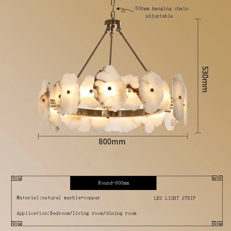 Afralia™ White Marble Copper Pendant Light Modern Chandelier for Dining Room
