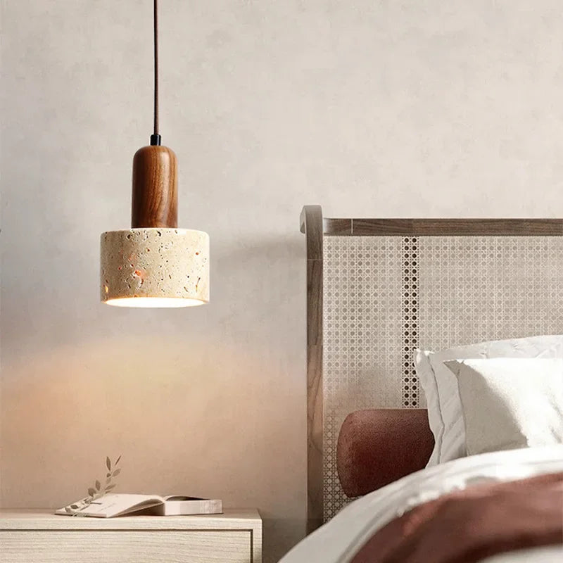 Afralia™ Yellow Stone Bedside Pendant: Designer LED Lighting for Bedroom, Dining Room