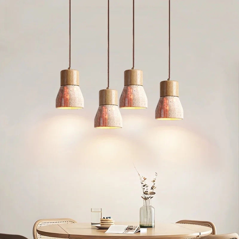 Afralia™ LED Hanging Lamps Yellow Travertine Pendant Lighting for Bedroom Living Dining Room