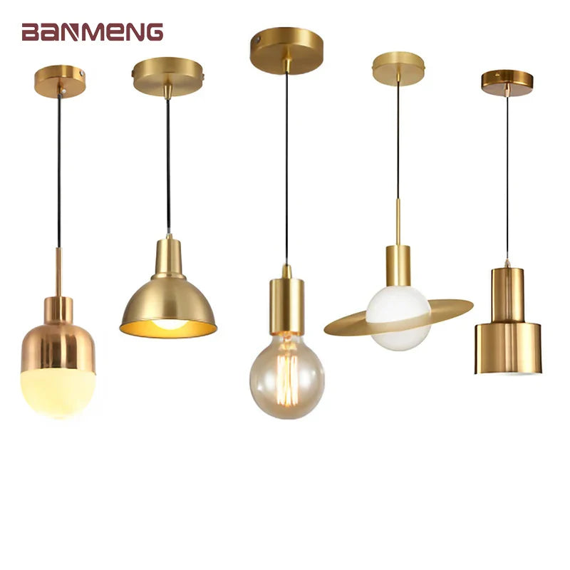 Afralia™ Golden E27 LED Chandelier for Bedroom and Study Room