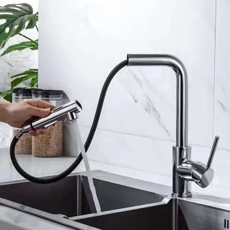 Afralia™ Stainless Steel Kitchen Faucet 360 Rotation Mixer Tap Hot Cold Water