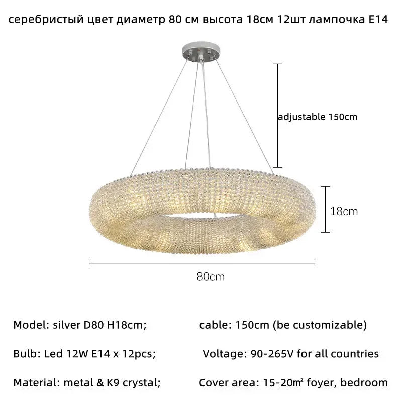 Afralia™ Crystal Luxury Loft Pendant Light with LED E14 Bulb for Living Room