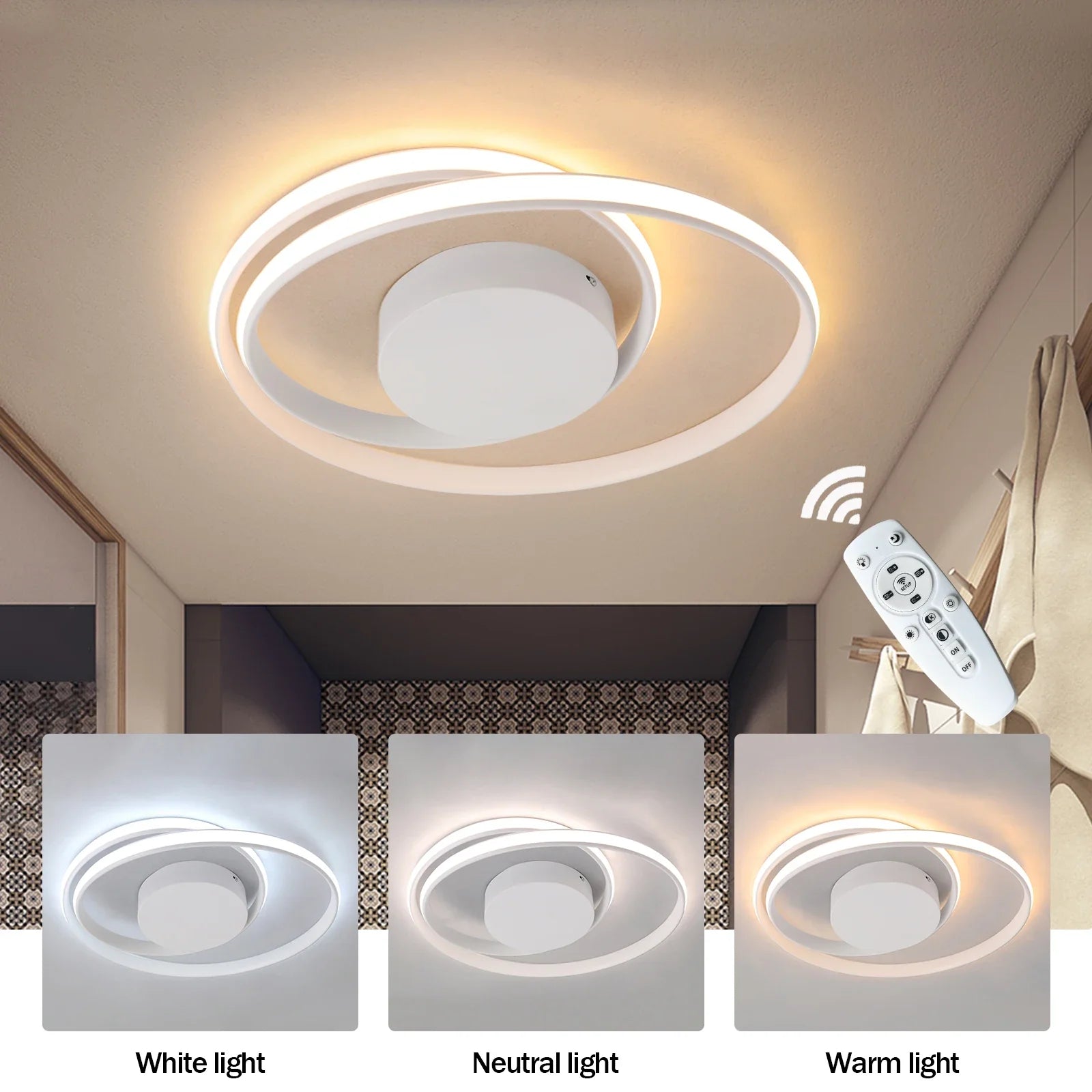 Afralia™ Dimmable LED Chandelier Light Remote Ceiling Lamp Gold White Black Fixture