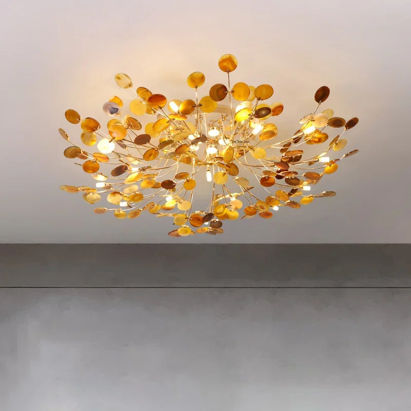 Afralia™ Leaf Agate Ceiling Lamp: Modern Nordic Jade Design for Living Room, Restaurant, Bedroom
