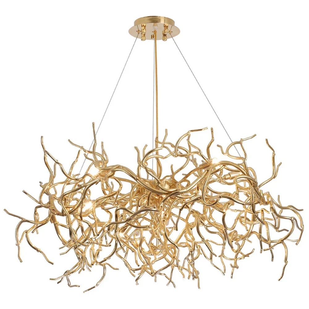 Afralia™ Luxury LED Copper Chandelier for Home Hotel Restaurant Living Room Decor