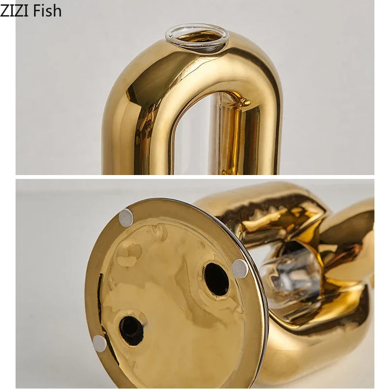 Afralia™ Chain Ceramic Vase: Elegant Floral Desk Decoration & Room Aestheticiece