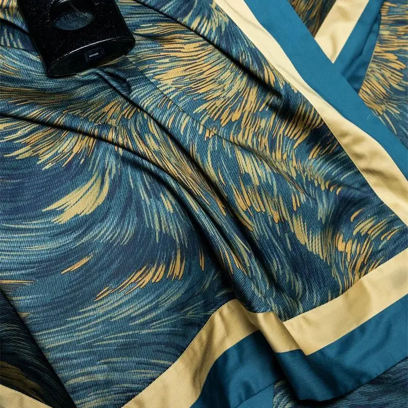 Afralia™ Blue Starry Sky Print Bedding Set: Queen King Size 1000TC Egyptian Cotton Duvet Covet, Sheets & Pillowcases