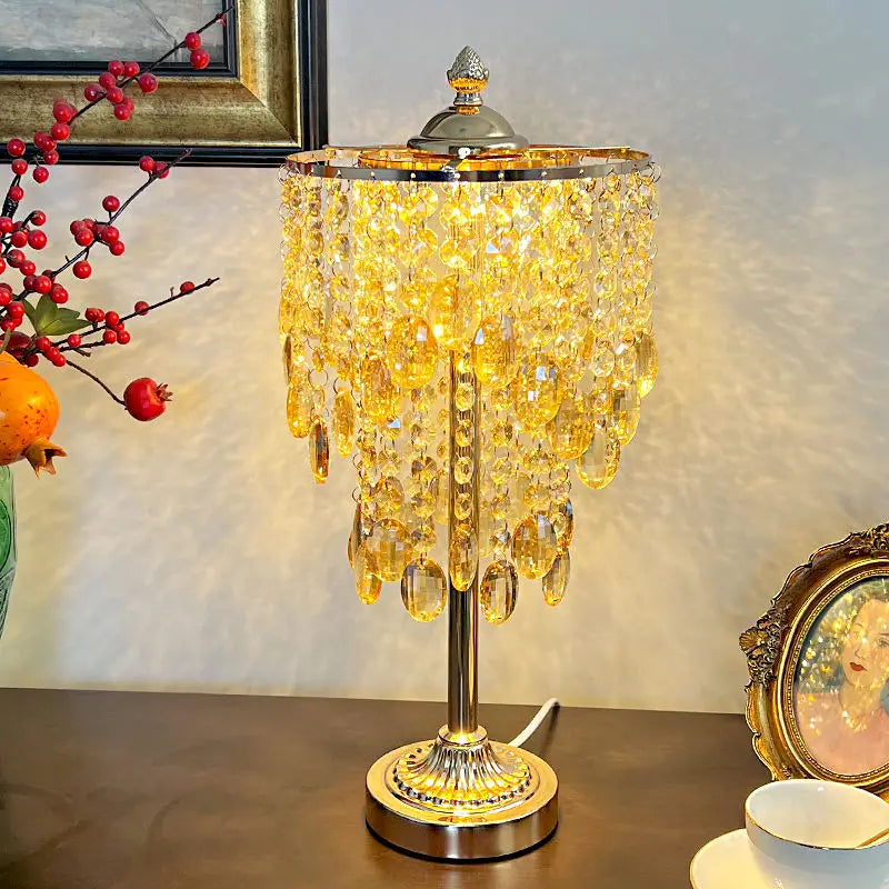 Afralia™ Crystal Glass Table Lamp with Round Stand for Bedroom Living Room