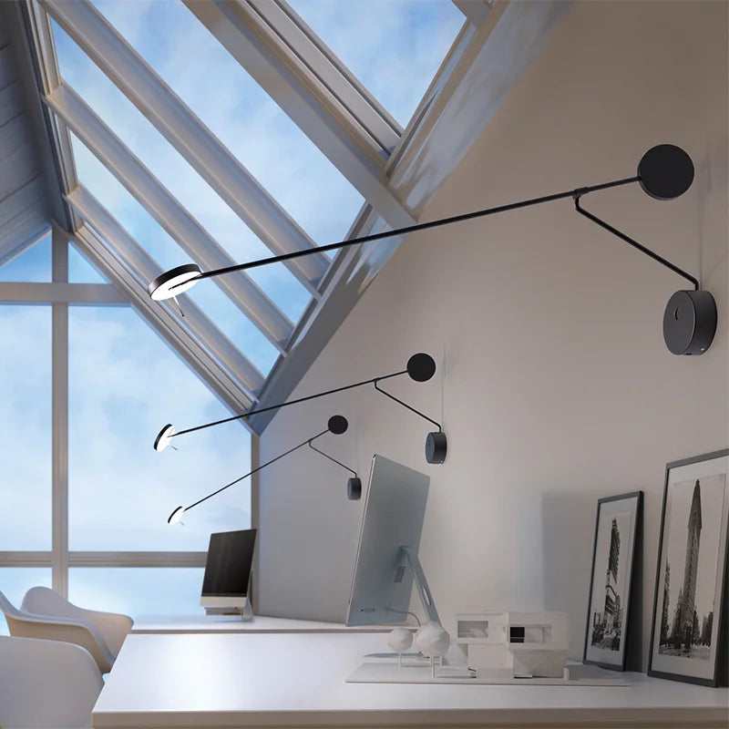 Afralia™ Black Telescopic Wall Lamp with Adjustable Arm for Living Room and Bedroom