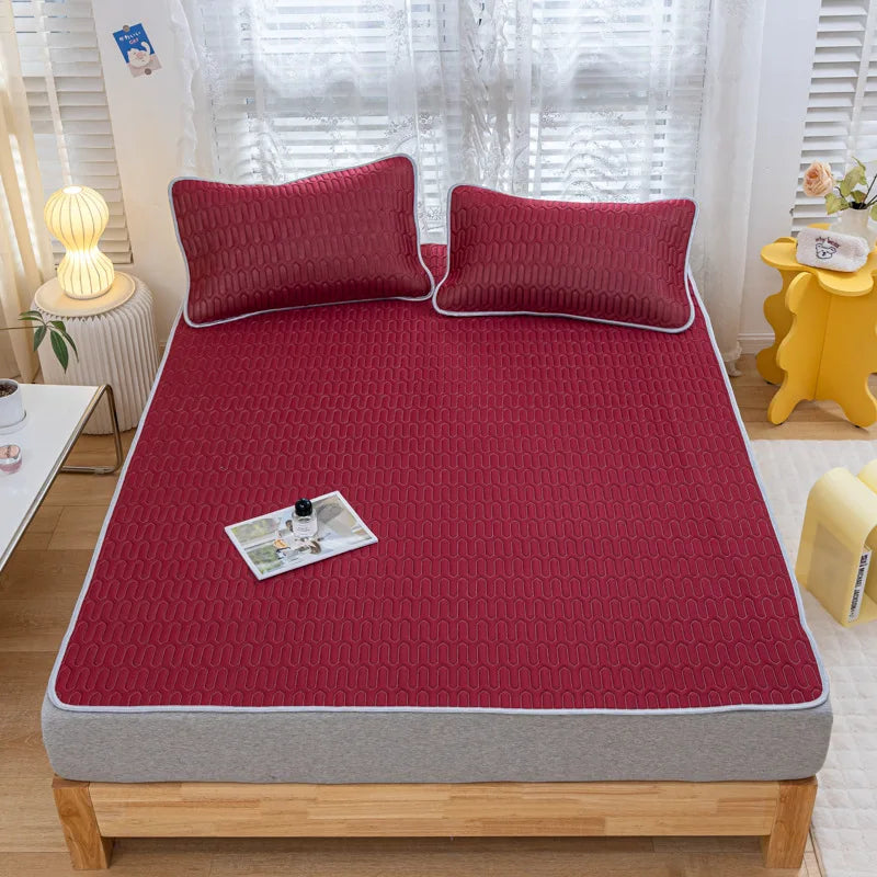 Afralia™ Cooling Latex Summer Mat Set with Rayon Quilted Sheet & Pillowcase
