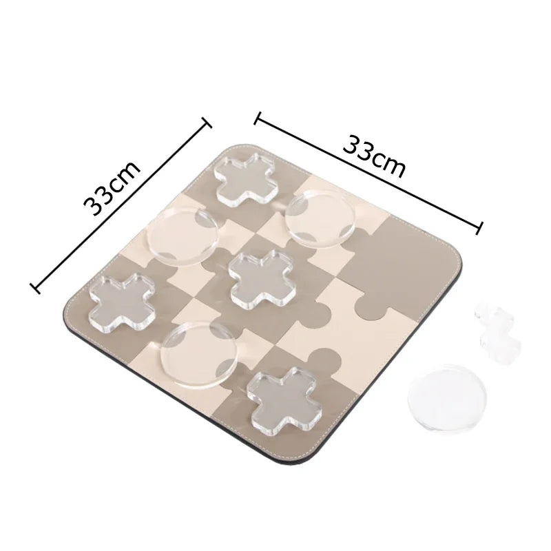 Afralia™ Acrylic Tic-Tac-Toe Chessboard Set - Geometric Art Desk Decoration with Casual Chess Pieces