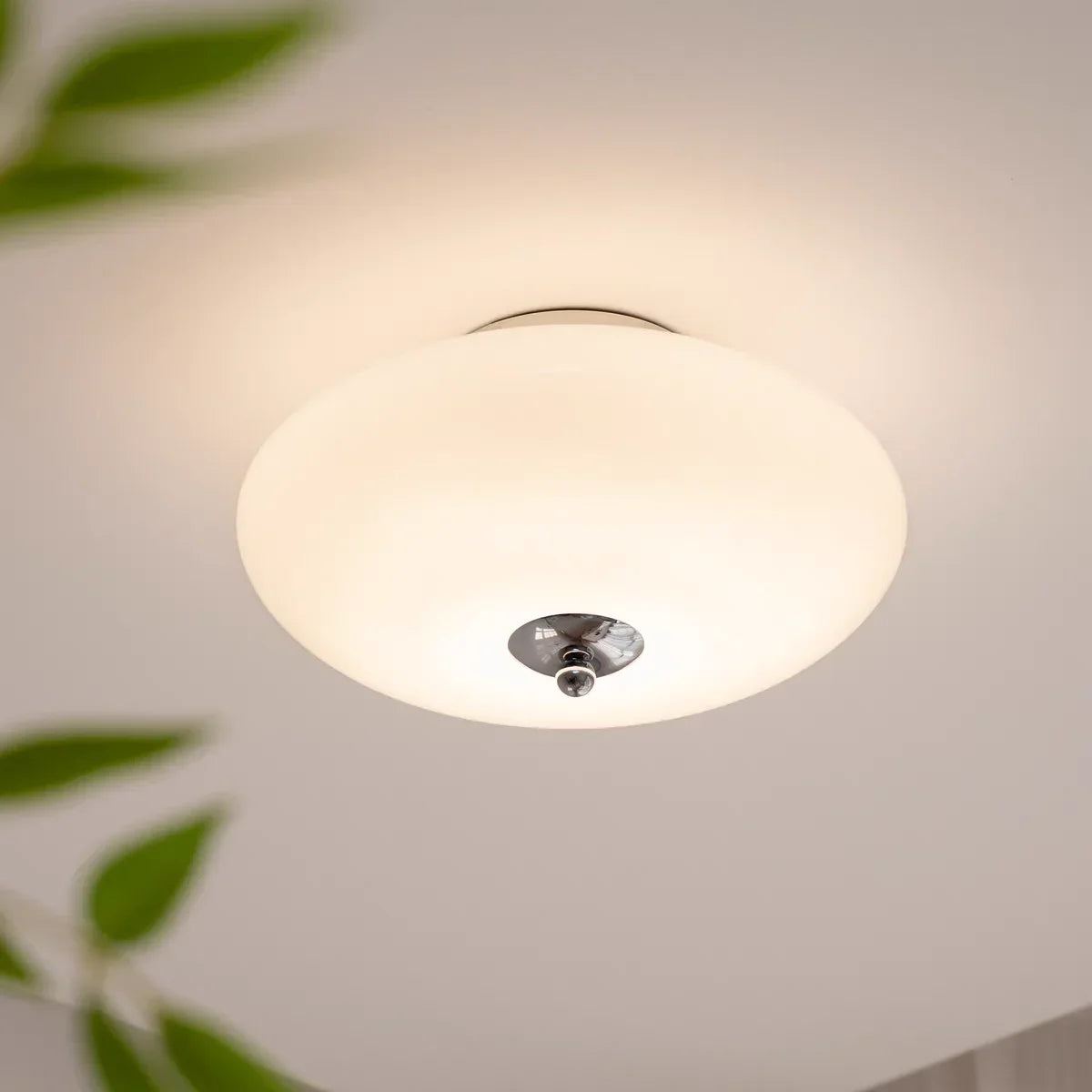 Afralia™ Cream White Glass Ceiling Lamp | LED Bauhaus Dining Room Decor