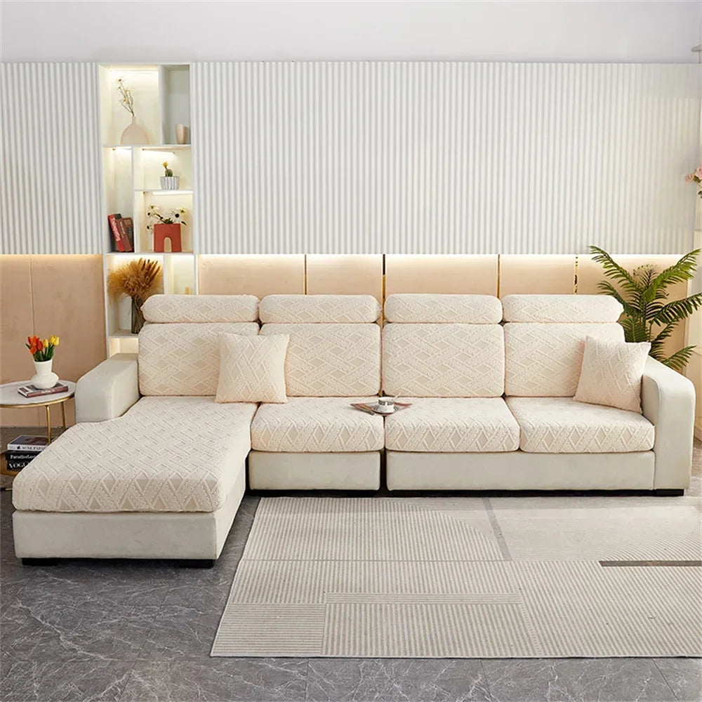 Afralia™ Jacquard Velvet Sofa Seat Covers: Luxury Polar Fleece Stretch Protector