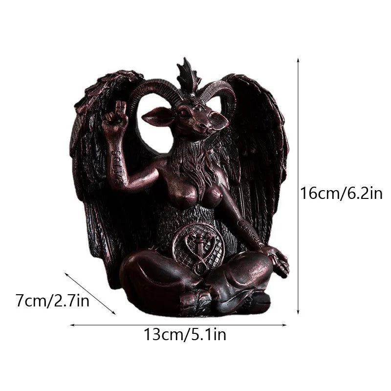 Afralia™ Baphomet Horned Devil Statue 16cm: Satanic Goat Figurine for Home Office Decor