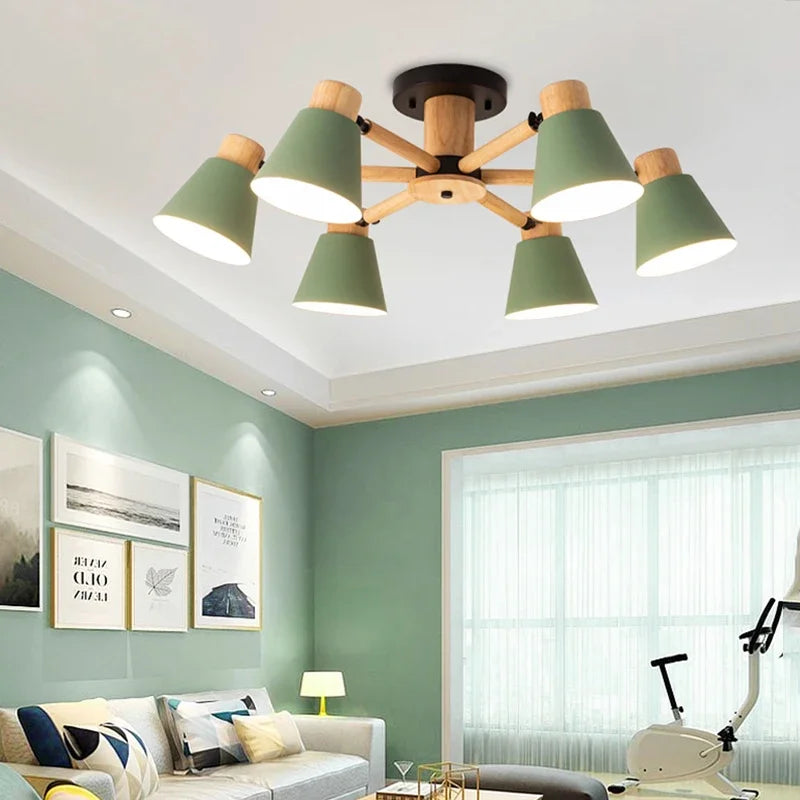 Afralia™ Nordic Wood Ceiling Lamp Chandelier