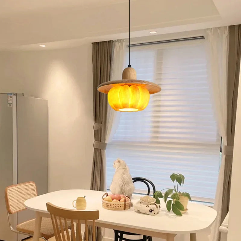 Afralia™ Modern Nordic Pumpkin Chandelier & Table Lamps Set for Living Room & Corridor