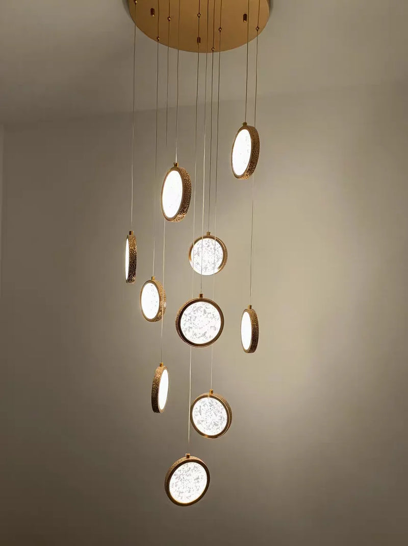 Afralia™ Round Cake Chandelier Living Room Ceiling Lamp