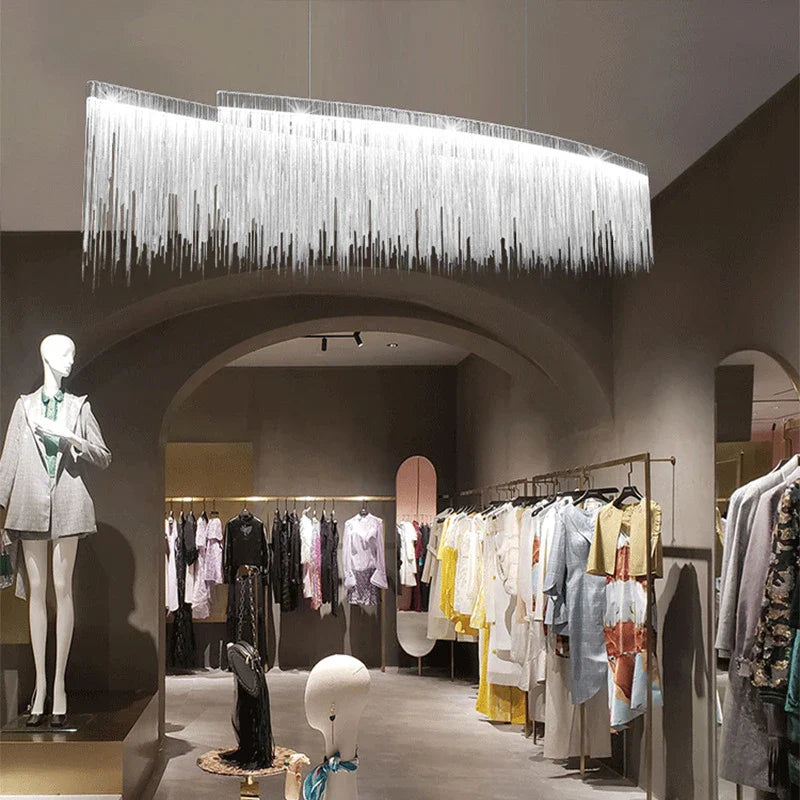 Afralia™ Luxury Chain Tassel Chandelier Light for Living Room, Art Hotel, Restaurant