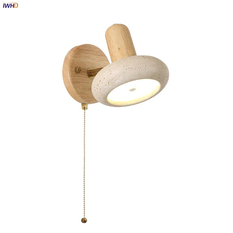 Afralia™ Yellow Travertine LED Wall Lights Rotate Pull Chain Switch