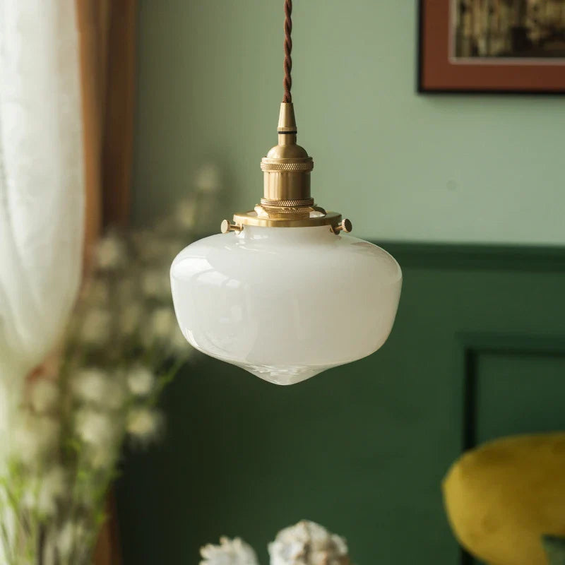 Afralia™ White Glass LED Pendant Lamp: Japanese Style for Home, Bedroom, Living Room