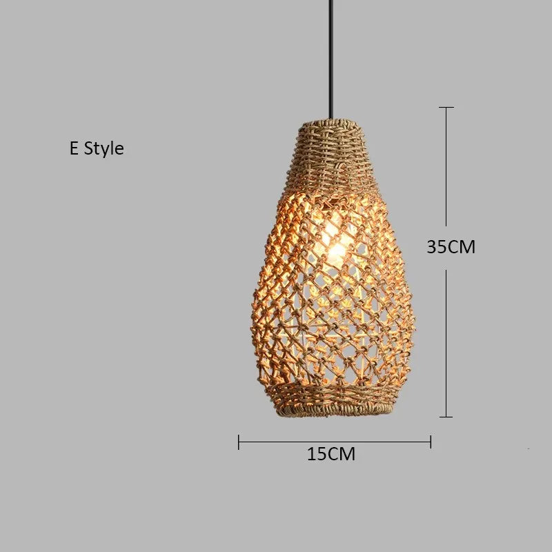Afralia™ Hand-woven Natural Rattan Chandelier Pendant Light for Living Room Décor