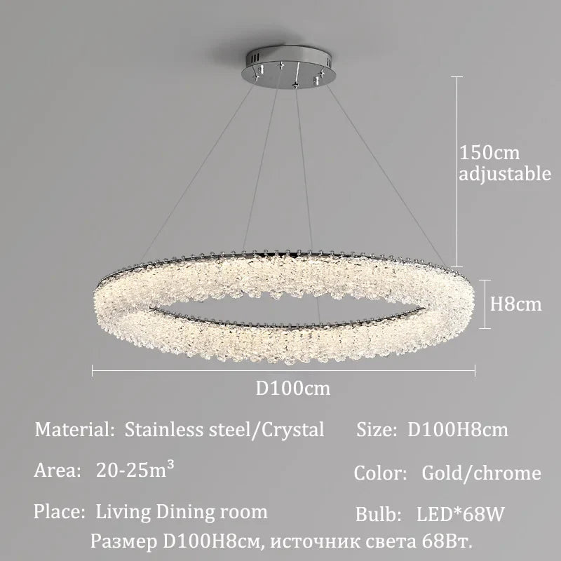 Afralia™ Crystal LED Chandelier Ceiling Light Modern Living Room Decor Pendant Lamp