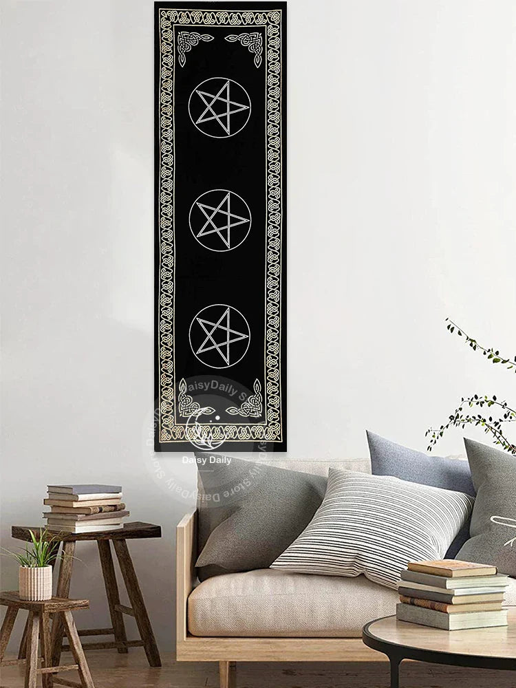 Afralia™ Indian Three Pentagram Tapestry Wall Hanging for Boho Room Decor