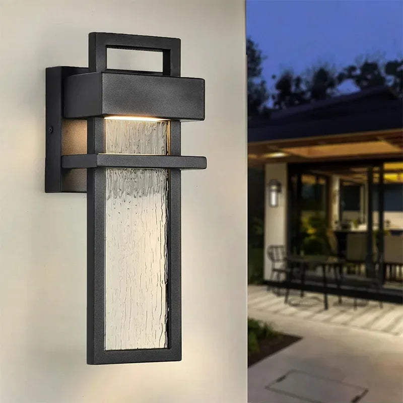 Afralia™ Outdoor LED Wall Sconce 12W Black Aluminum Waterproof Porch Light
