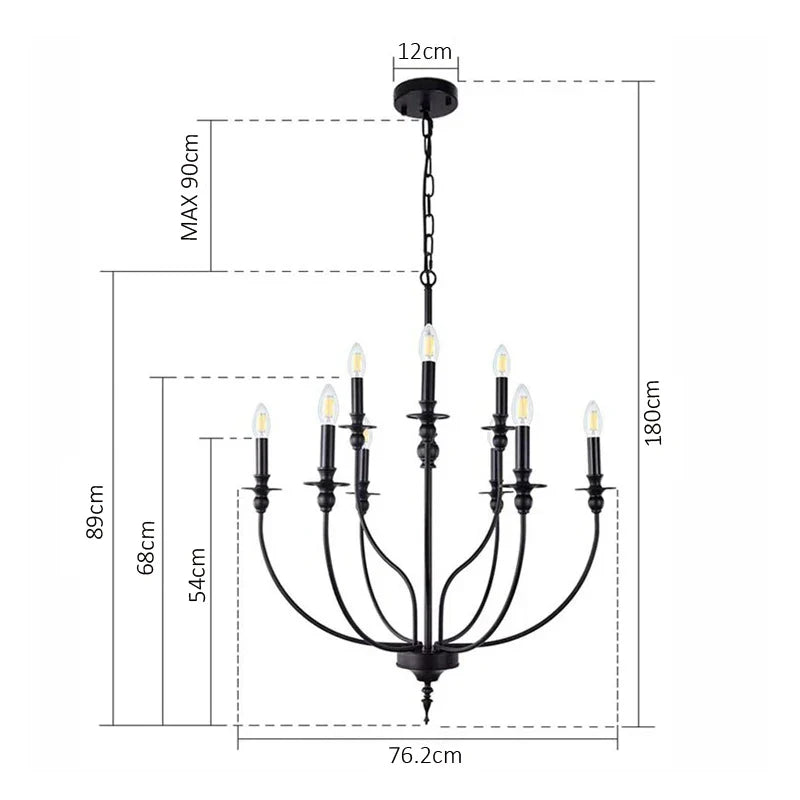 Afralia™ 9-Head Retro Industrial Chandelier with E14 Candle Lights