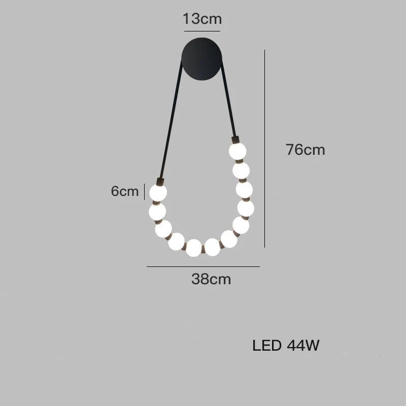 Afralia™ Black Gold LED Her Necklace Wall Lamp Sconce for Bedroom & Corridor