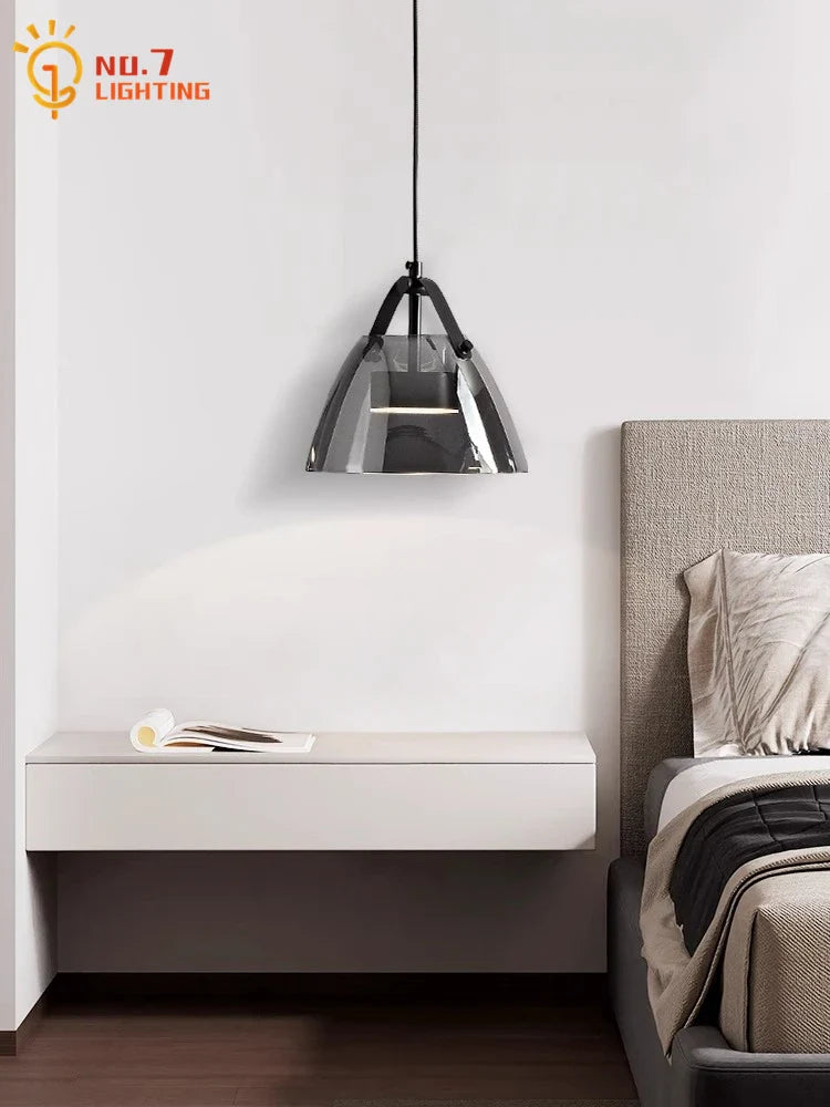 Afralia™ Copper Glass Pendant Lights LED Luxury Modern Fixtures for Bedroom Living Room