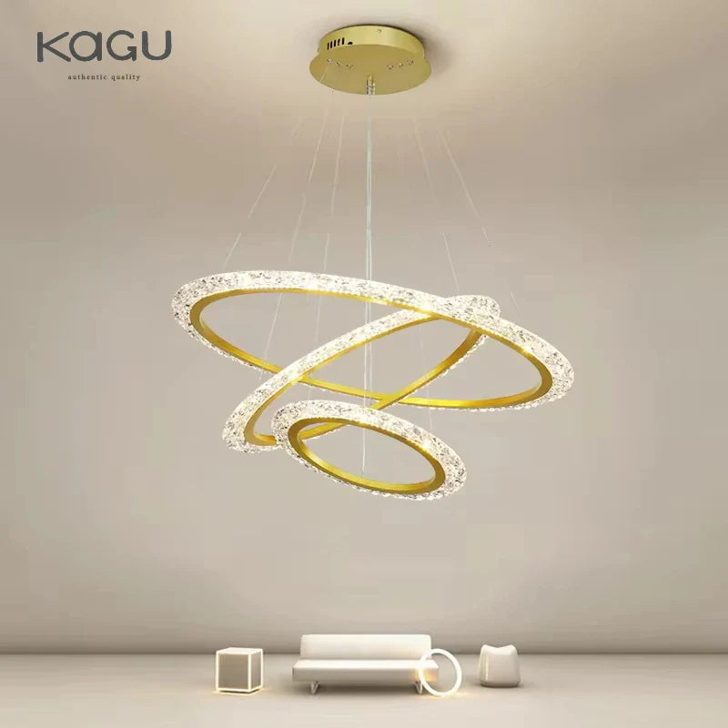 Afralia™ Modern Luxury Gold Ring LED Pendant Chandelier for Living Room & Bedroom
