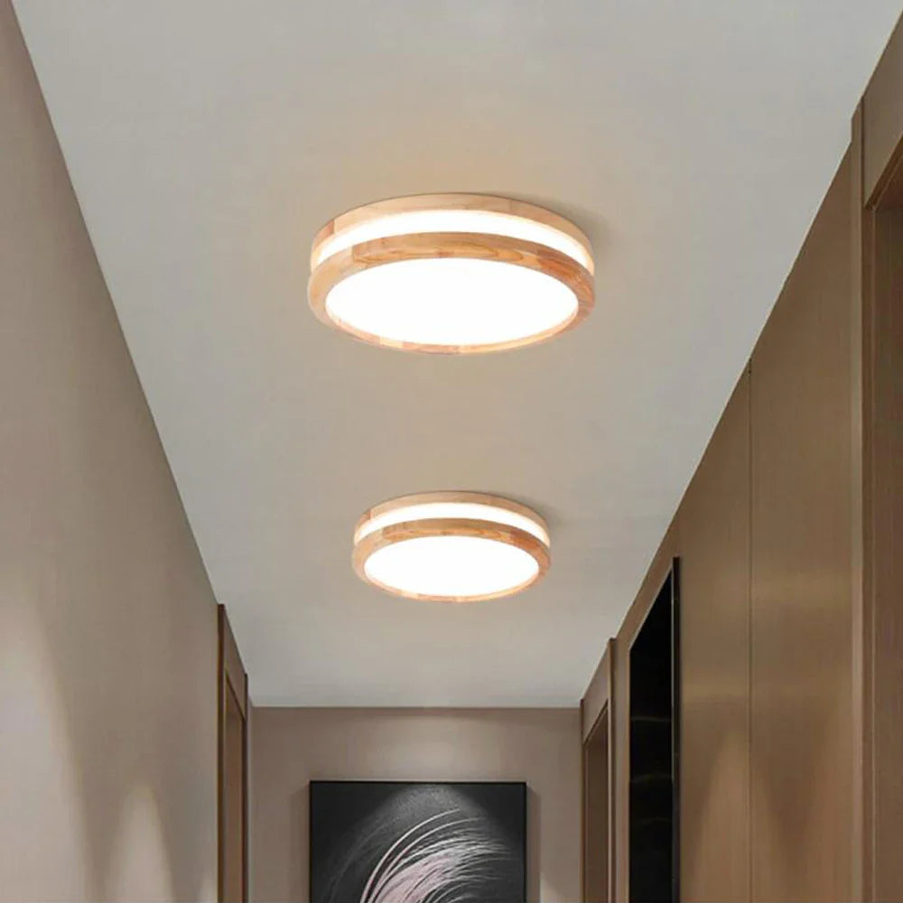 Afralia™ Wood LED Ceiling Lamp Modern Nordic Round Indoor Lighting Home Decor Fixture